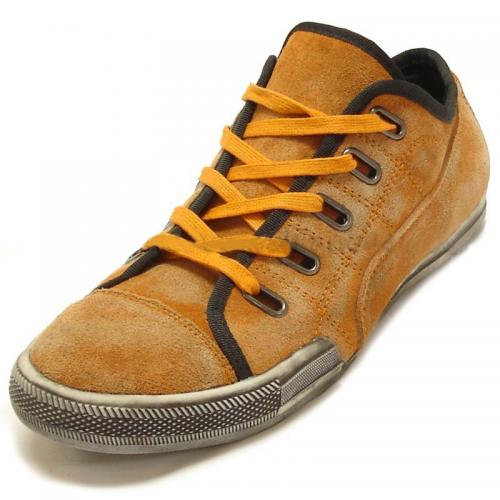 Fiesso Orange Genuine Leather Casual Sneakers FI2108